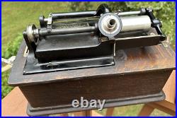 Antique Edison Long Case Model Home Cylinder Record Player Oak Phonograph
