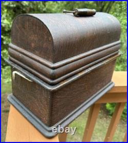 Antique Edison Long Case Model Home Cylinder Record Player Oak Phonograph