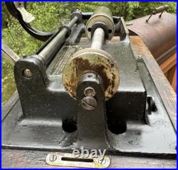 Antique Edison Long Case Model Home Cylinder Record Player Oak Phonograph