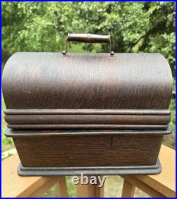 Antique Edison Long Case Model Home Cylinder Record Player Oak Phonograph