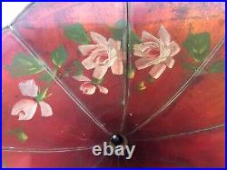 Antique Edison Phonograph Record Player Horn Red Hand Painted Pink Roses 1800's