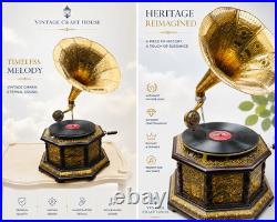 Antique Fully Functional Wind-Up Gramophone Phonograph Record Player Vintage