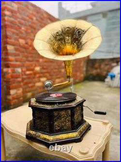 Antique Fully Functional Wind-Up Gramophone Phonograph Record Player Vintage