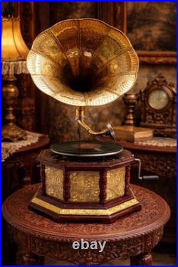 Antique Gramophone Fully Functional Working Phonograph Wind-Up Record Player Vin