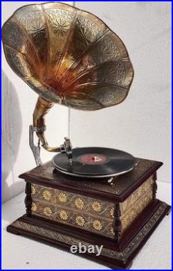 Antique Gramophone Fully Functional Working Phonograph Wind-Up Record Player Vin