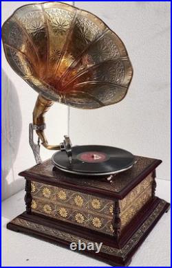 Antique Gramophone Fully Functional Working Phonograph Wind-Up Record Player Vin