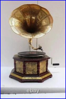 Antique Gramophone Fully Functional Working Phonograph Wind-Up Record Player Vin