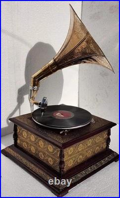 Antique Gramophone Fully Functional Working Phonograph Wind-Up Record Player Vin
