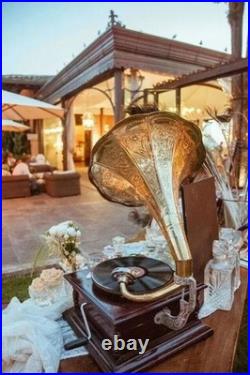 Antique Gramophone Fully Functional Working Phonograph Wind-Up Record Player Vin