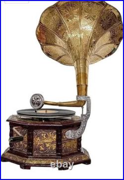 Antique Gramophone Fully Functional Working Phonograph Wind-Up Record Player Vin