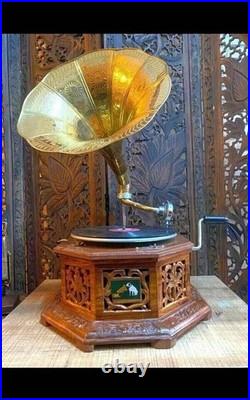 Antique Gramophone Fully Functional Working Phonograph Wind-Up Record Player Vin