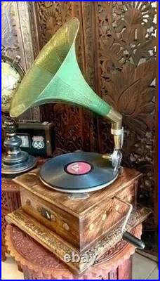 Antique Gramophone Fully Functional Working Phonograph Wind-Up Record Player Vin
