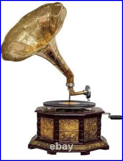 Antique Gramophone Fully Functional Working Phonograph Wind-Up Record Player Vin