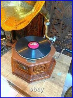 Antique Gramophone Fully Functional Working Phonograph Wind-Up Record Player Vin