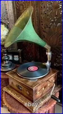 Antique Gramophone Fully Functional Working Phonograph Wind-Up Record Player Vin