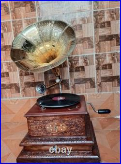 Antique Gramophone, Fully Functional Working Phonograph, win-up record player