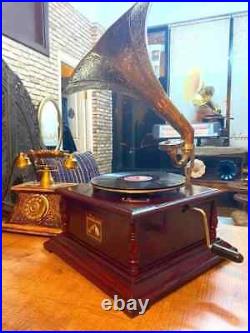 Antique Gramophone, Fully Functional Working Phonograph, win-up record player Antique Gramophone, Fully Functional Working Phonograph, win-up record player