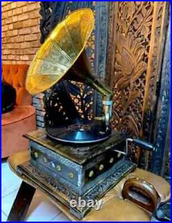 Antique Gramophone, Fully Functional Working Phonograph, win-up record player