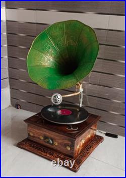 Antique Gramophone, Fully Functional Working Phonograph, win-up record player
