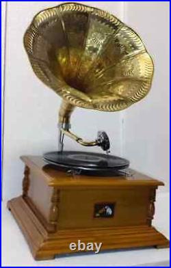 Antique Gramophone, Fully Functional Working Phonograph, win-up record player Antique Gramophone, Fully Functional Working Phonograph, win-up record player