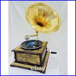 Antique Gramophone, Fully Functional Working Phonograph, win-up record player Antique Gramophone, Fully Functional Working Phonograph, win-up record player