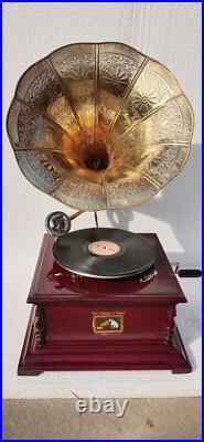 Antique Gramophone Fully Functional Working Phonograph win-up record player Antique Gramophone Fully Functional Working Phonograph win-up record player