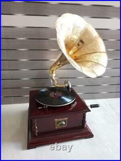 Antique Gramophone, Fully Functional Working Phonograph, win-up record player