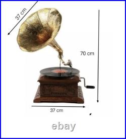 Antique Gramophone Fully Functional Working Phonograph win-up record player Gift