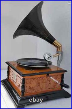 Antique Gramophone HMV Phonograph Record Vintage Player Portable Working 78 Win