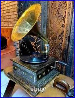 Antique HMV Gramophone Fully Functional Working Phonograph, win-up record player Antique HMV Gramophone Fully Functional Working Phonograph, win-up record player