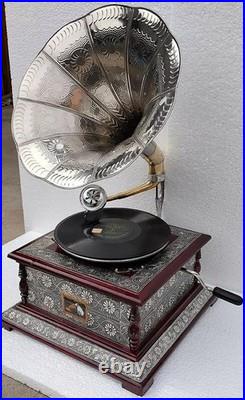 Antique HMV Gramophone Fully Functional working Phonograph, win-up record player