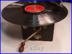 Antique Peter Pan 1920s Compact Travel Gramophone Record Player Phonograph