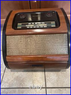 Antique Philco Phonograph Radio Bing Crosby Front Loading Record Player VIDEO