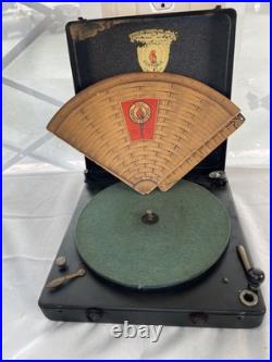 Antique Polly Portable Wind Up Phonograph Record Player withCase & Needles Works Antique Polly Portable Wind Up Phonograph Record Player withCase & Needles Works