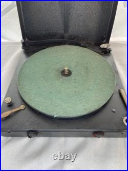 Antique Polly Portable Wind Up Phonograph Record Player withCase & Needles Works Antique Polly Portable Wind Up Phonograph Record Player withCase & Needles Works