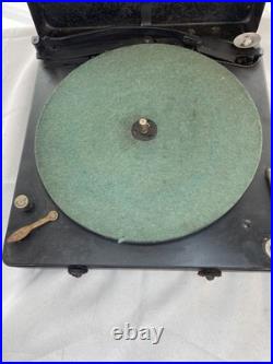 Antique Polly Portable Wind Up Phonograph Record Player withCase & Needles Works Antique Polly Portable Wind Up Phonograph Record Player withCase & Needles Works