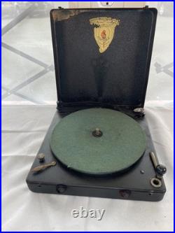 Antique Polly Portable Wind Up Phonograph Record Player withCase & Needles Works Antique Polly Portable Wind Up Phonograph Record Player withCase & Needles Works