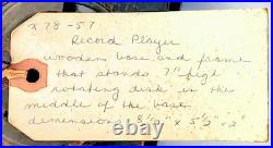 Antique Prototype Experimental Phonograph Gramophone Portable Record Player