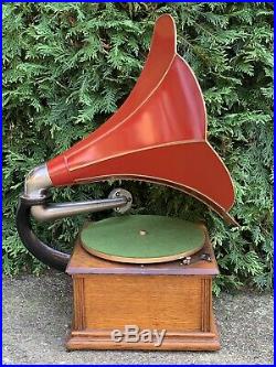 Antique STANDARD MODEL A DISC Columbia PHONOGRAPH Record Player Red Or Blue Hor