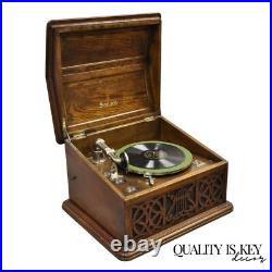 Antique Sonora Victorian Quartersawn Oak Tabletop Phonograph Record Player