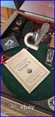 Antique Victor Victrola XI Tipe J Phonograph Cabinet Record Player W Records In