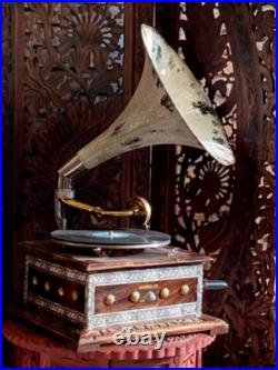 Antique WORKING Columbia Grafonola Wind Up Phonograph Record Player With Horn Antique WORKING Columbia Grafonola Wind Up Phonograph Record Player With Horn