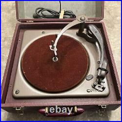 Antique Webster Chicago Model 100-116 3 Speed Record Player Portable With Case