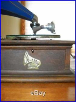 Antique Working Columbia Type BN Graphophone Phonograph Record Player with Horn
