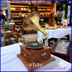 Antique Working Gramophone Vintage Gramophone Player Phonograph Vinyl Recorder