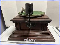 Antique ZONOPHONE Wood Horn PHONOGRAPH TURNTABLE Record Player Victor Edison Vtg