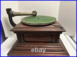 Antique ZONOPHONE Wood Horn PHONOGRAPH TURNTABLE Record Player Victor Edison Vtg