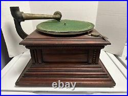 Antique ZONOPHONE Wood Horn PHONOGRAPH TURNTABLE Record Player Victor Edison Vtg