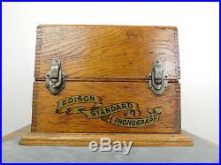 Antique patd 1888 Edison Oak Case Cylinder Record Player Phonograph WORKING