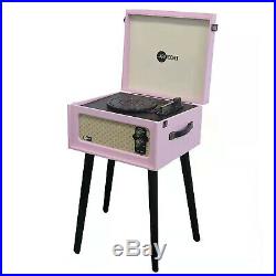 Arkrocket Bluetooth Record Player Retro turntable with removable legs / Pink